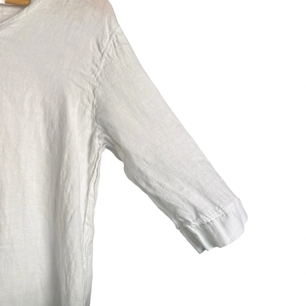 Alessia Pacini 100% Linen Mini Dress Tunic Cover Up Women’s Medium White Beach